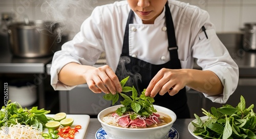 Chef Preparing Aromatic Vietnamese Pho