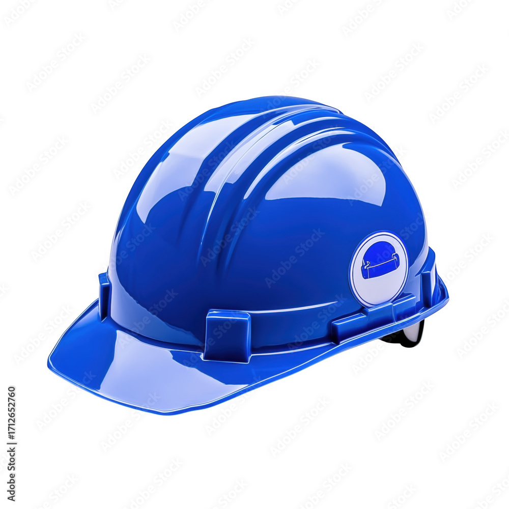 Fototapeta premium Blue construction hard hat isolated on a transferent background representing safety and protection