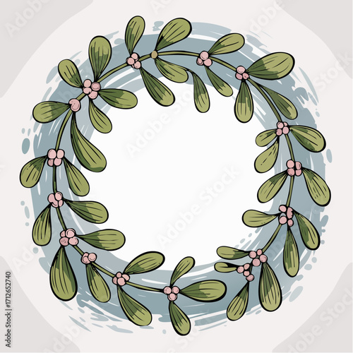 mistletoe doodle frame with slate wash shadow accents