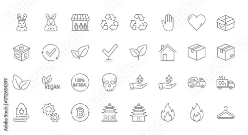 Vegan CrueltyFree Eco Friendly Business Icons Set for Website and Marketing Materials