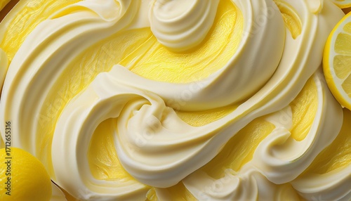 tasty lemon yoghurt ice cream close up texture top view created with generative ai