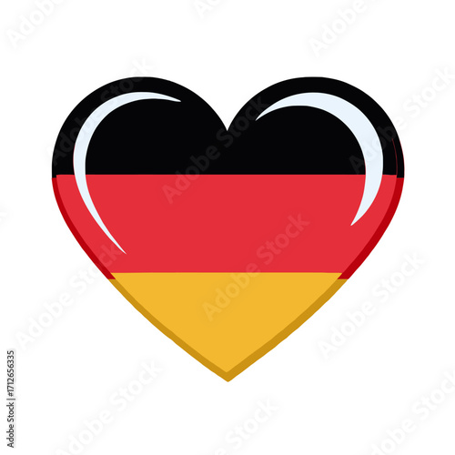 Germany flag heart icon, sticker style design, black red gold stripes, patriotic national symbol, travel europe vector illustration Free Download Germany flag heart icon, sticker style design, black red gold stripes, patriotic national symbol, travel europe vector illustration - GFXLoad