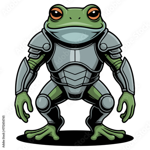 A valiant frog armored in shining, detailed plate