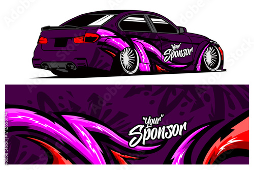 decal car and wrap vektor, background purple ,element thunder pink abstrak 