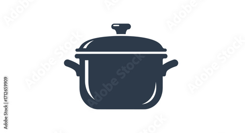 Simple cooking pot with lid and handles icon.