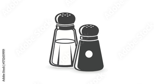 Classic salt and pepper shakers icon illustration.