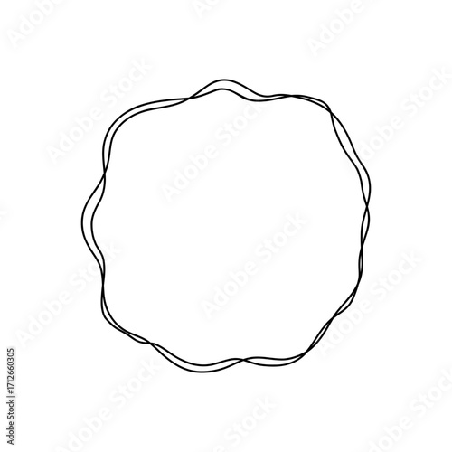 Whimsical coquette ribbon frame with wavy, hand-drawn lines forming an elegant irregular round border. Perfect for invitations, scrapbooking, stationery, branding, feminine decorative design projects.