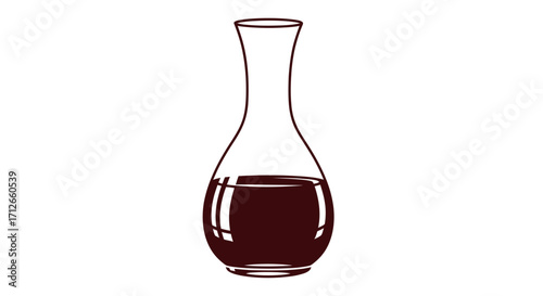 Elegant Glass Decanter with Red Wine Isolated on White Background.