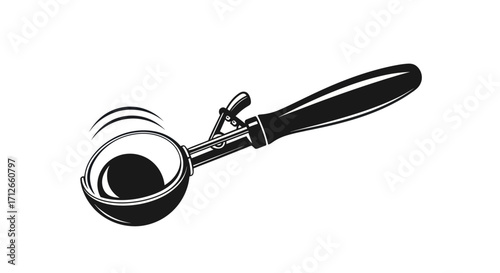 Vintage style mechanical ice cream scoop illustration.