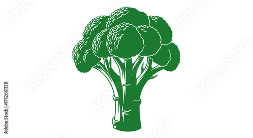 Simple green broccoli floret vector illustration graphic.