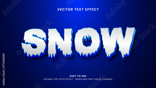 editable text effect snow 3d style premium vector