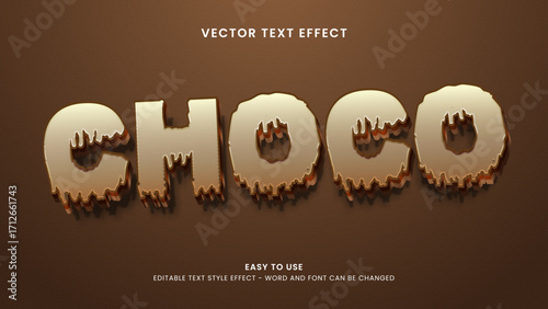 Editable text effect choco 3d style premium vector
