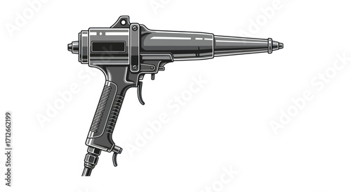Vintage industrial pneumatic applicator gun tool illustration.