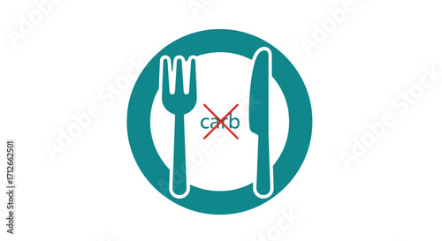 No Carb Diet Concept with Fork and Knife on a Plate.