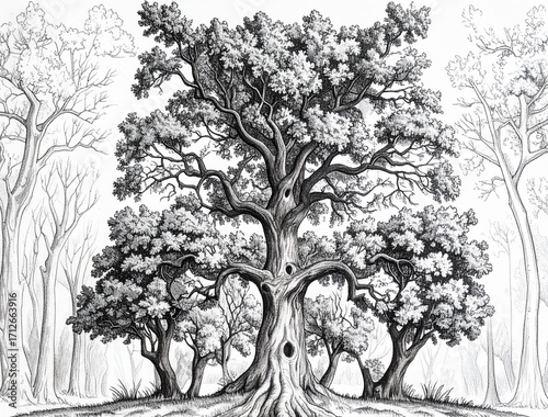 Black and White Tree Coloring Page