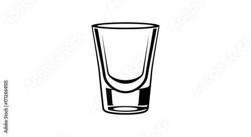 Monochrome line art illustration of an empty shot glass.