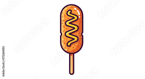 Delicious Corn Dog with Mustard Illustration.