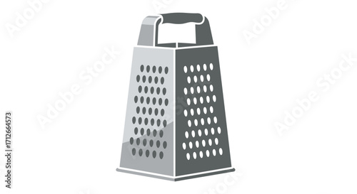 Monochrome illustration of a classic four sided box grater.