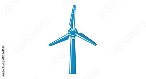 Blue wind turbine icon for renewable energy generation.