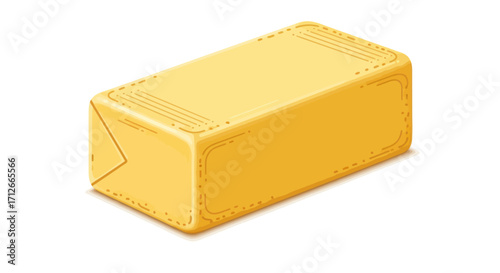 Wrapped stick of butter vector illustration isolated on white.