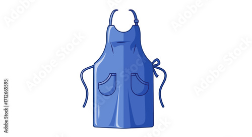 Blue kitchen cooking apron with pockets vector illustration.