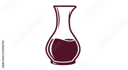Elegant Wine Decanter with Red Wine Isolated on White Background.
