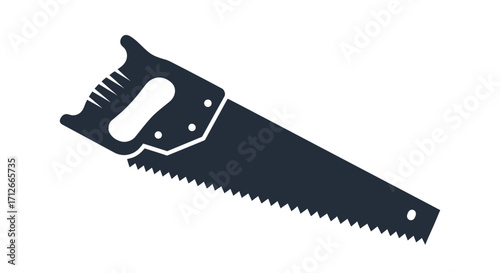 Simple black silhouette icon of a manual hand saw tool.