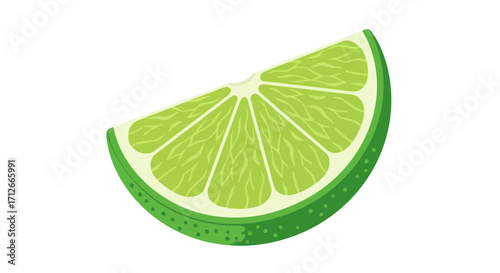 Fresh Green Lime Slice Isolated on White Background.