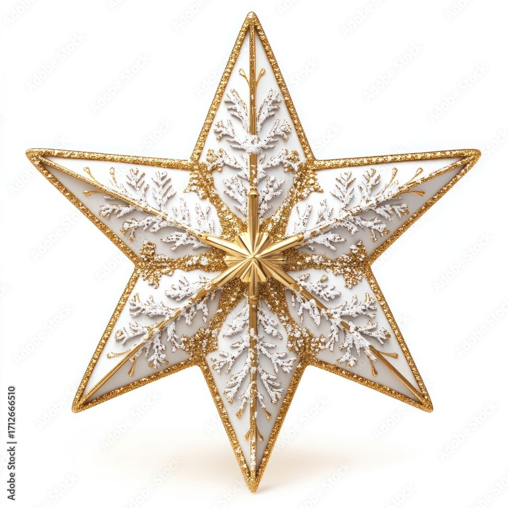 Fototapeta premium Christmas star christmas golden white.