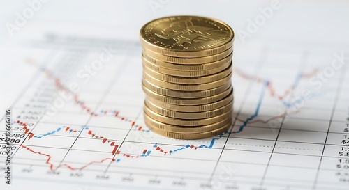 Stack of Coins on Financial Chart.