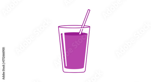 Refreshing Purple Drink in a Glass with a Straw.