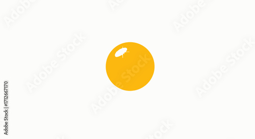 Bright Yellow Sphere with Glossy Surface on a White Background.