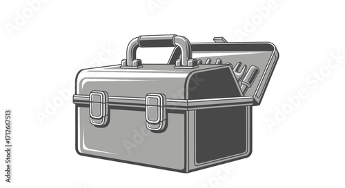 Classic Metal Toolbox for Tools and Equipment.