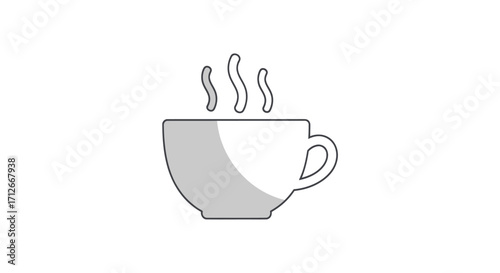 Steaming hot beverage in a simple cup outline.