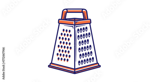 Colorful cartoon illustration of a kitchen box grater.