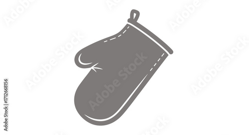 Simple gray oven mitt icon in a hand drawn style.