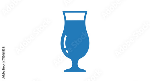 Blue tropical cocktail in a hurricane glass vector icon.
