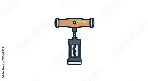 Classic T handle corkscrew with wooden grip icon.