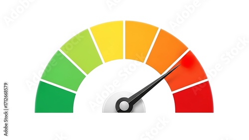 Performance gauge meter dashboard indicator speedometer measuring risk level high score vector 100 on transparent background
