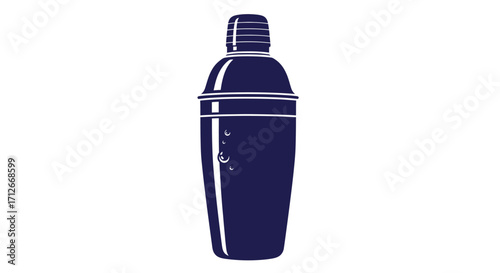 Simple dark blue illustration of a classic cocktail shaker.
