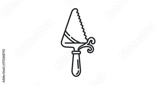 Ornate Cake Server Pie Lifter Kitchen Utensil Icon.