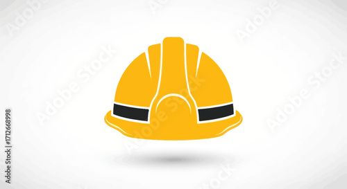 Yellow construction safety helmet vector icon illustration.