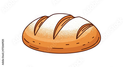 Simple cartoon illustration of a fresh bread loaf.