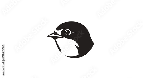 Minimalist black and white bird head logo icon.