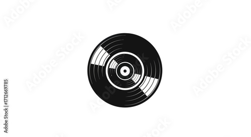 Simple black vinyl record icon for music and audio.