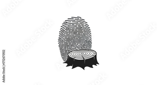 Conceptual Illustration of a Human Fingerprint and Tree Stump.