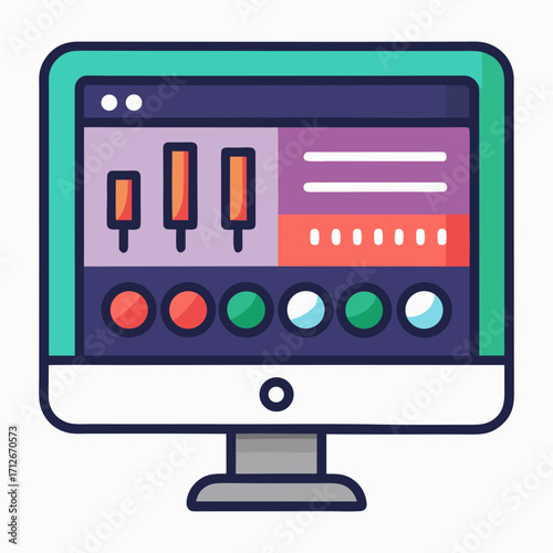 Illustration of a sound mixing console the console has a variety of knobs, sliders, and buttons for adjusting the sound levels