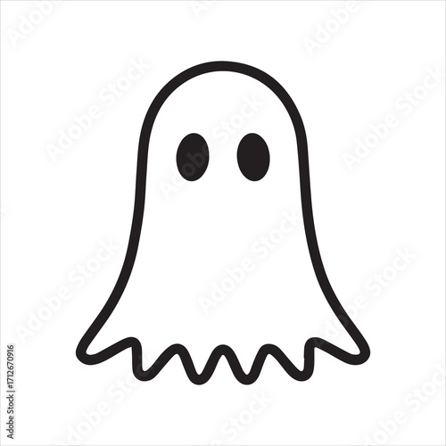 Ghost, phantom or apparition haunting Halloween line art vector icon for holiday apps and websites
