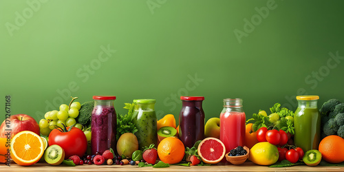 Vibrant smoothies and fresh fruits for healthy lifestyle