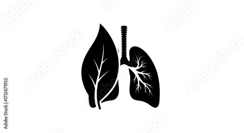 Human Lungs and Leaf Silhouette for Respiratory Health and Nature Connection.